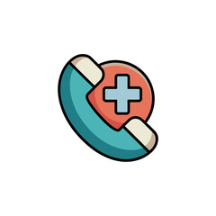 Fototapeta premium Medical Emergency Hotline Flat 2D Icon Vector Cartoon Illustration
