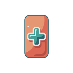 Obraz premium Sleek Mobile Health App Icon Design Flat Vector Illustration of a Medical Cross on a Smartphone
