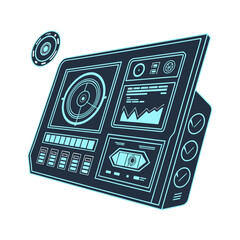 Futuristic Sci-Fi Data Interface Icon  High-Tech Control Panel Graphic