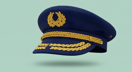 Navy Officer Hat with Golden Embellishments