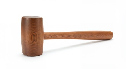 Wooden mallet on white background