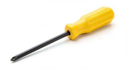 Yellow handle screwdriver isolated on white background