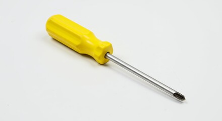 Yellow screwdriver against white background