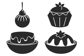 set of Pudding vector silhouette illustration isolated on white background