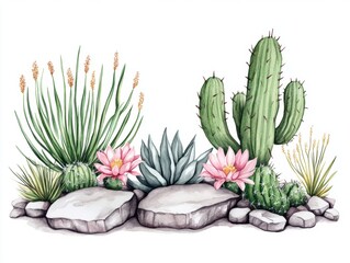 Desert Plants on Rocks
