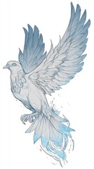 Obraz premium Detailed illustration of a soaring, stylized dove.