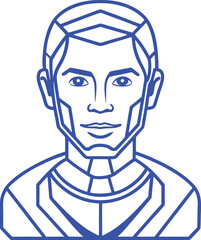 Artificial intelligence Silhouette Line Art Vector Illustration On White Background