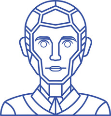 Artificial intelligence Silhouette Line Art Vector Illustration On White Background