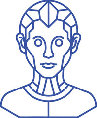 Artificial intelligence Silhouette Line Art Vector Illustration On White Background