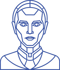 Artificial intelligence Silhouette Line Art Vector Illustration On White Background