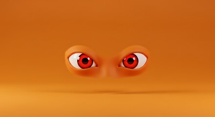 Cartoon eyes staring on orange background
