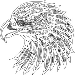 eagle side view vector. doodle -style for vintage American logos and rustic illustration needs.