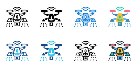 Agricultural Drones icon set multiple style collection 
