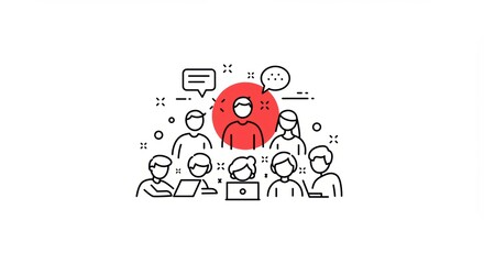 Teamwork and Communication: People Meeting Icon