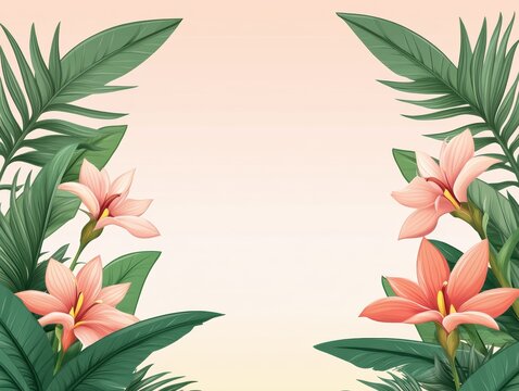 Floral Tropical Border - Powered by Adobe