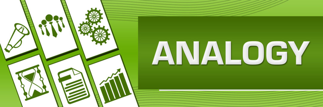 Analogy Green Business Symbols Background Text 