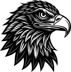 eagle icon in linocut style. Ideal for patriotic logo designs and rustic product branding.

