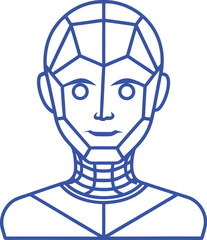 Artificial intelligence Silhouette Line Art Vector Illustration On White Background