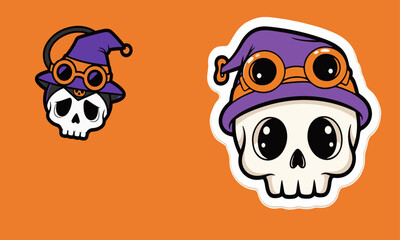 Fototapeta premium Cute Halloween Skull Witches with Goggles