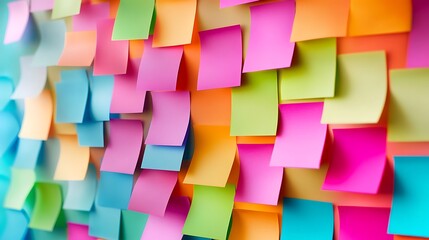 Colorful sticky notes on the wall on a beautiful background