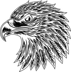 Side view of bald eagle in rustic doodle style. Ideal for vintage Americana logos and outdoorsman design themes.
