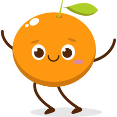 Obraz premium Cute orange character kawai vector for orange mascot. happy face, winking eye,. smile 