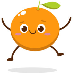 Cute orange character kawai vector for orange mascot. happy face, winking eye,. smile	
