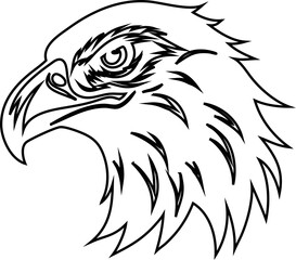 Hand-drawn bald eagle vector in linocut style. Side profile ideal for vintage branding, patriotic art, and nature themes.