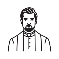 Obraz premium Line art of priest or pastor cartoon vector