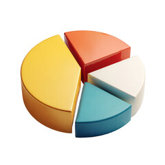 Obraz premium Colorful 3D pie chart with slices of various vibrant hues