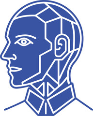 Artificial intelligence Silhouette Line Art Vector Illustration On White Background