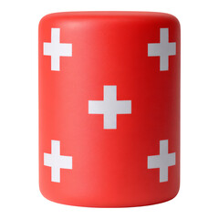Obraz premium Red Cylinder with White Crosses on Transparent Background