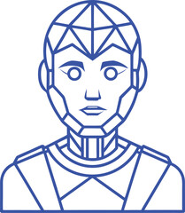 Artificial intelligence Silhouette Line Art Vector Illustration On White Background