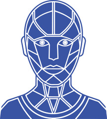 Artificial intelligence Silhouette Line Art Vector Illustration On White Background