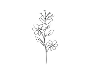 Beautiful flower outline drawing illustration. one continuous line drawing of topical flower.