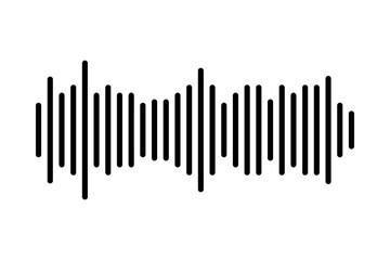 Black sound wave vector icon representing audio frequency or digital voice signal. Simple and minimal design.