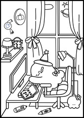 Obraz premium Halloween, calligraphy and draw happy Halloween, cooling books, back to school 