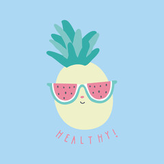 free vector fruit and text kids t-shirt design.