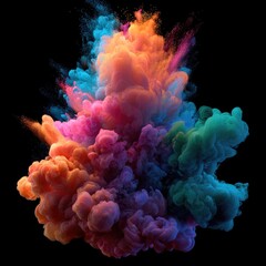 Fototapeta premium Colorful ink explosion against black