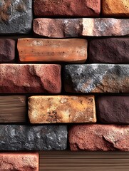 Multicolored brick wall texture