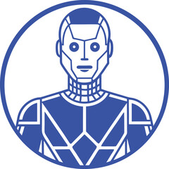 Artificial intelligence Silhouette Line Art Vector Illustration On White Background
