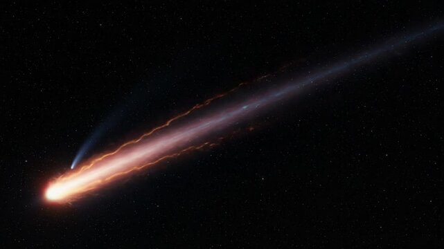 Stunning comet streaking through the night sky with vibrant tail