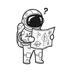 Adorable standing astronaut in spacesuit ready for mission – Vector Illustration