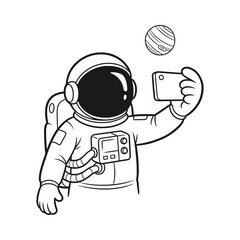 Astronaut sitting on satellite while orbiting planet Earth – Vector Illustration
