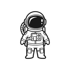 Astronaut raising flag on moon surface after successful landing – Vector Illustration