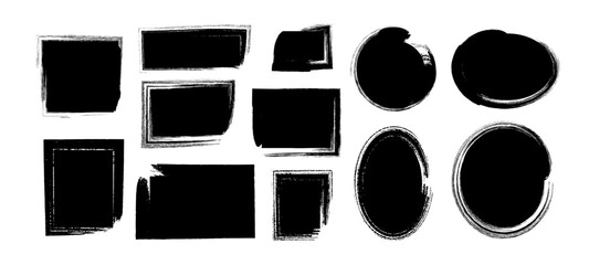 Grunge style backgrounds set, Paintbrush design elements, Hand drawn Grunge texture, label and badge, vector illustrator	