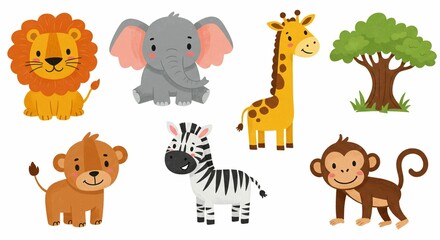 Fototapeta premium Cartoon animals illustration collection