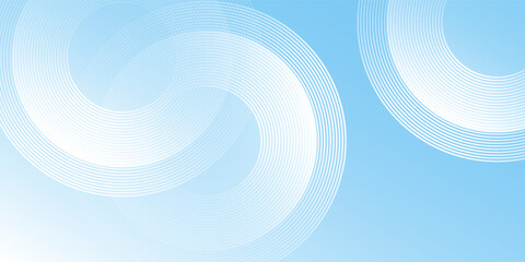 Minimalist banner background, pastel colorful, blue and white gradations. Circle effecet abstract modern