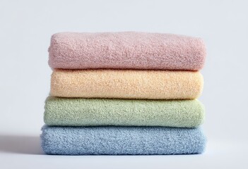 Stacked pastel-colored towels