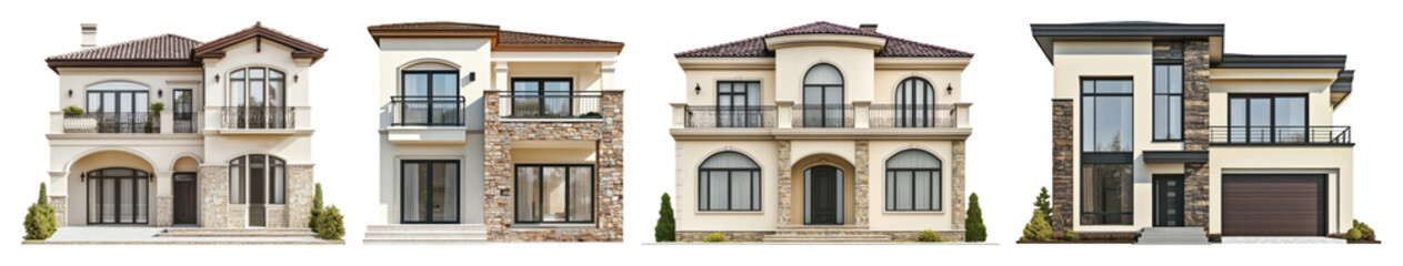 Obraz premium PNG Elegant modern luxury homes, element set on transparent background
